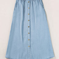 Snap Down High Waist Denim Skirt