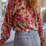 Frill Floral Button Down Long Sleeve Shirt