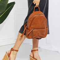 SHOMICO Certainly Chic Faux Leather Woven Backpack