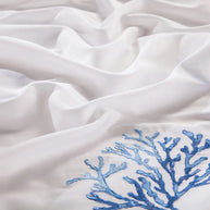 Blue Embroidery White Duvet Cover set Premium Egyptian Cotton Silky Soft Bedding Set Deep Pocket Fitted sheet Super/USKing Queen