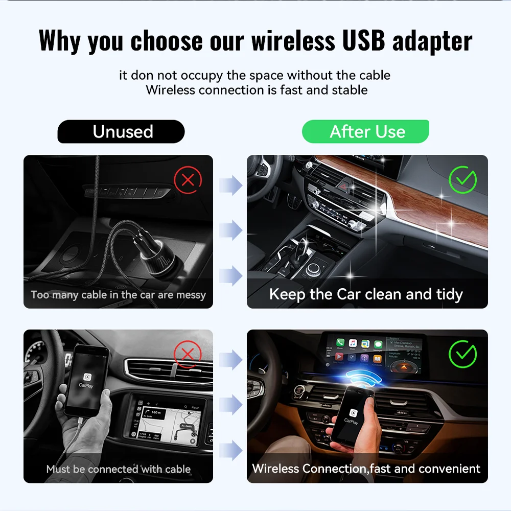 Mini Wireless Carplay and Android Auto Adapter