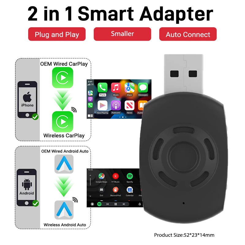 Mini Wireless Carplay and Android Auto Adapter