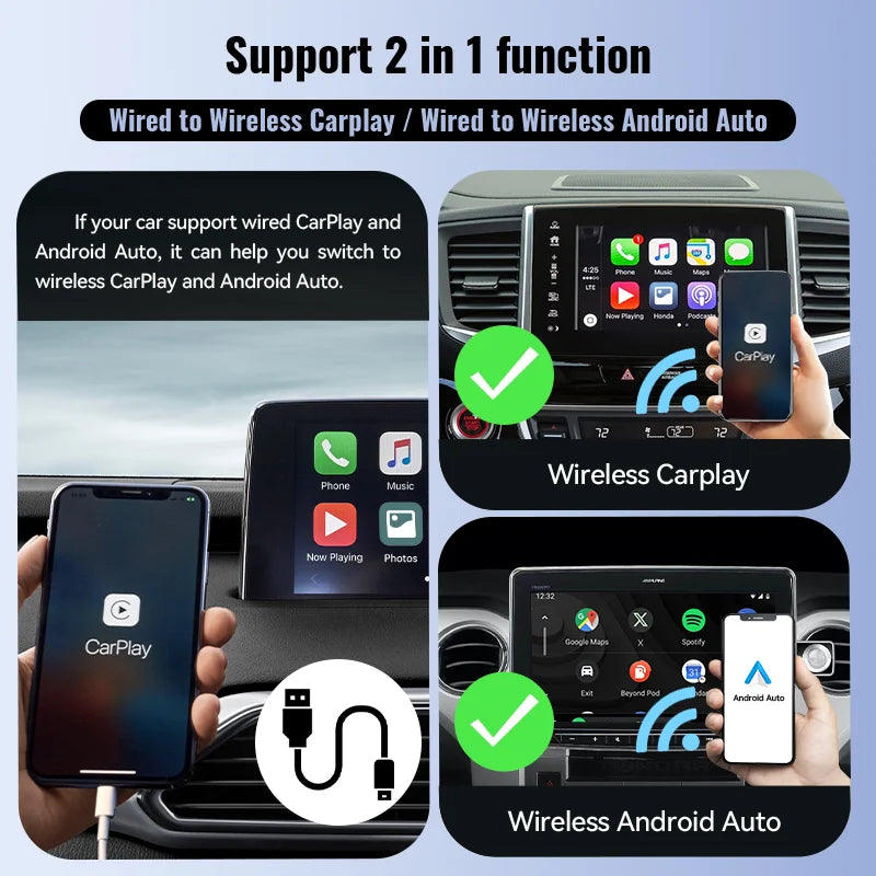 Mini Wireless Carplay and Android Auto Adapter