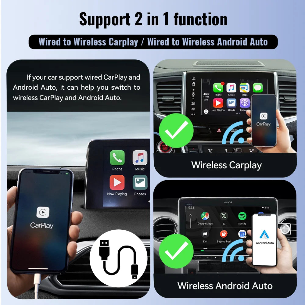 Mini Wireless Carplay and Android Auto Adapter