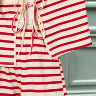 Tied Striped V-Neck Top and Shorts Set