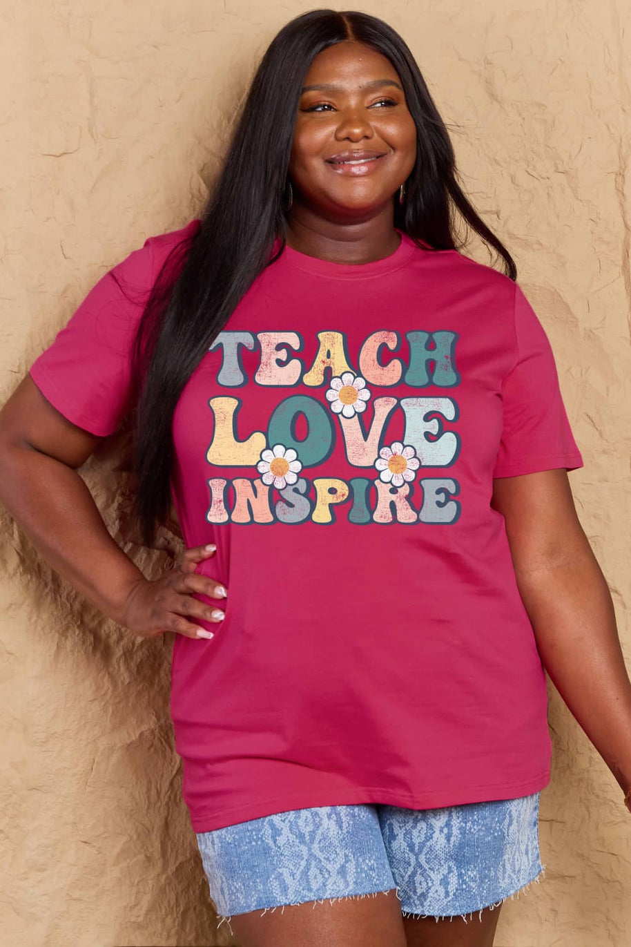 Full Size TEACH LOVE INSPIRE Graphic Cotton T-Shirt