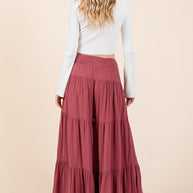 Mittoshop Tier Detail Smocked Elastic Waist Wide Leg Pants