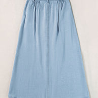 Snap Down High Waist Denim Skirt