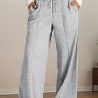 Drawstring Elastic Waist Wide Leg Pants