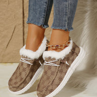 Printed Round Toe Flat Slip-Ons