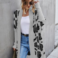 Angel Wings Leopard Pattern Fuzzy Cardigan