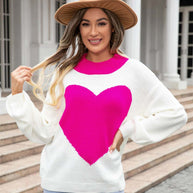 Angel Wings Heart Graphic Round Neck Sweater