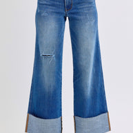 Judy Blue Full Size Distressed High Waist Wide Leg Jeans