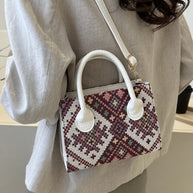 Geometric PU Leather Strap Handbag