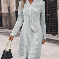 Ribbed Long Sleeve Sweater Dress