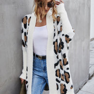 Angel Wings Leopard Pattern Fuzzy Cardigan