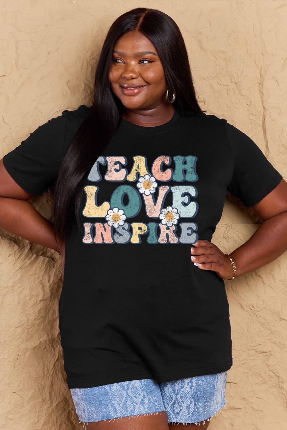 Full Size TEACH LOVE INSPIRE Graphic Cotton T-Shirt