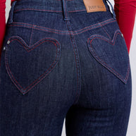 Judy Blue skinny jeans with heart-shaped back pockets, high-rise fit, and moderate stretch.