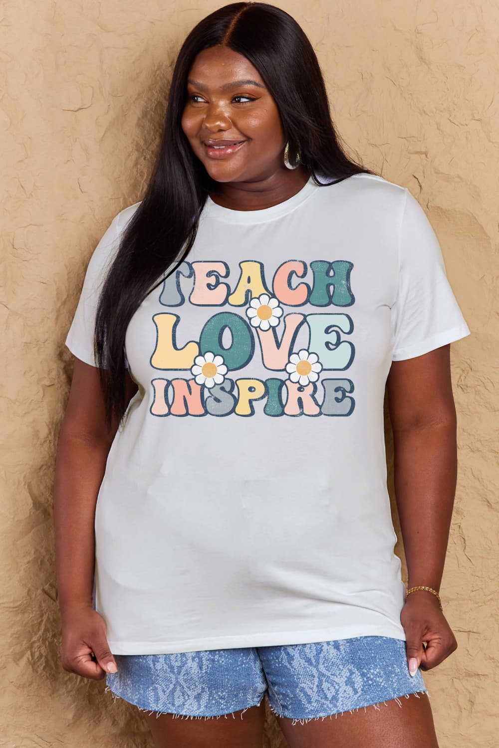 Full Size TEACH LOVE INSPIRE Graphic Cotton T-Shirt