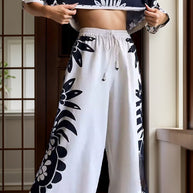 Printed Half Sleeve Top and Wide Leg Pants Set