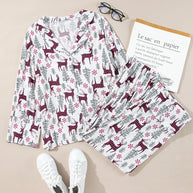 Printed Long Sleeve Top and Drawstring Pants Lounge Set