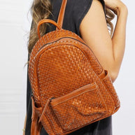 SHOMICO Certainly Chic Faux Leather Woven Backpack