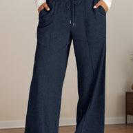 Drawstring Elastic Waist Wide Leg Pants