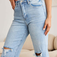 RFM Full Size Tummy Control High Waist Raw Hem Distressed Jeans