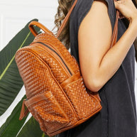 SHOMICO Certainly Chic Faux Leather Woven Backpack