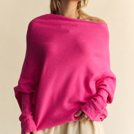 Davi & Dani Solid Color Batwing Sleeve Sweater