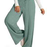 Drawstring Elastic Waist Wide Leg Pants