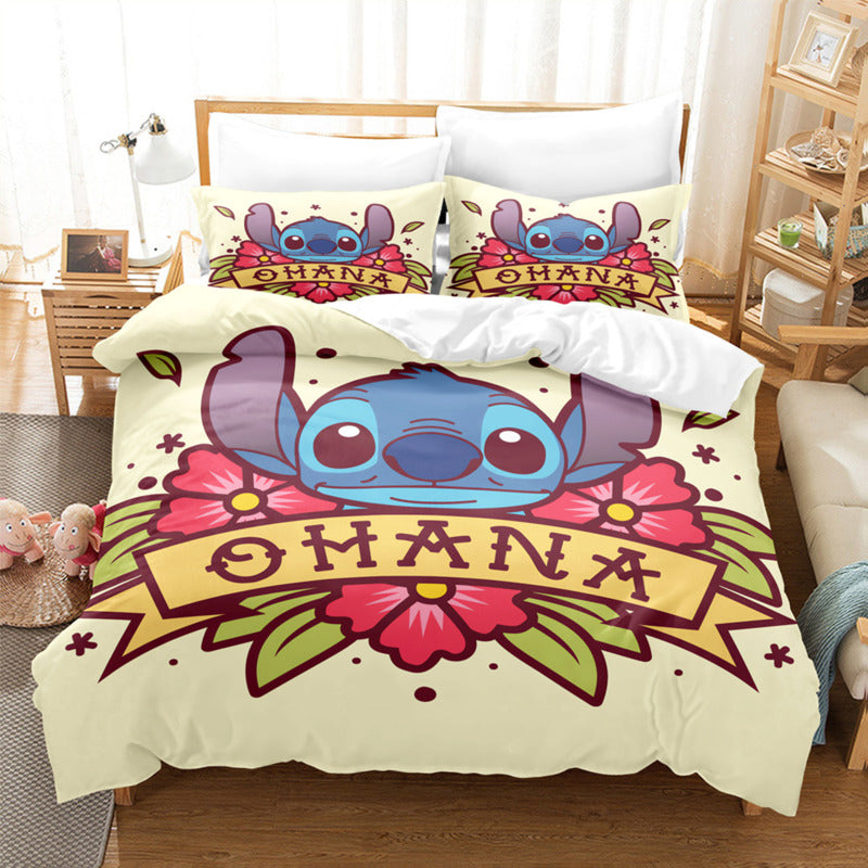 Cartoon Disney Stitch Angel Duvet Cover Set Stitch Post Quilt Cover Pillowcase Bedding Set Kids Adult Comfortable Set Twin King